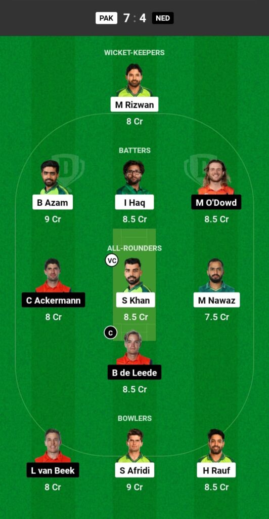 PAK vs NED Dream11