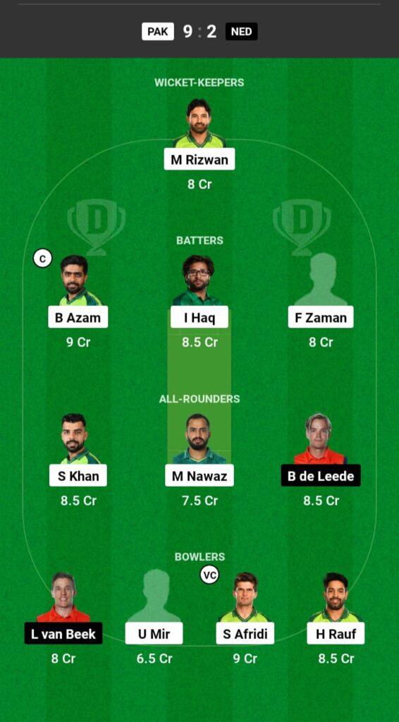 PAK vs NED Dream11