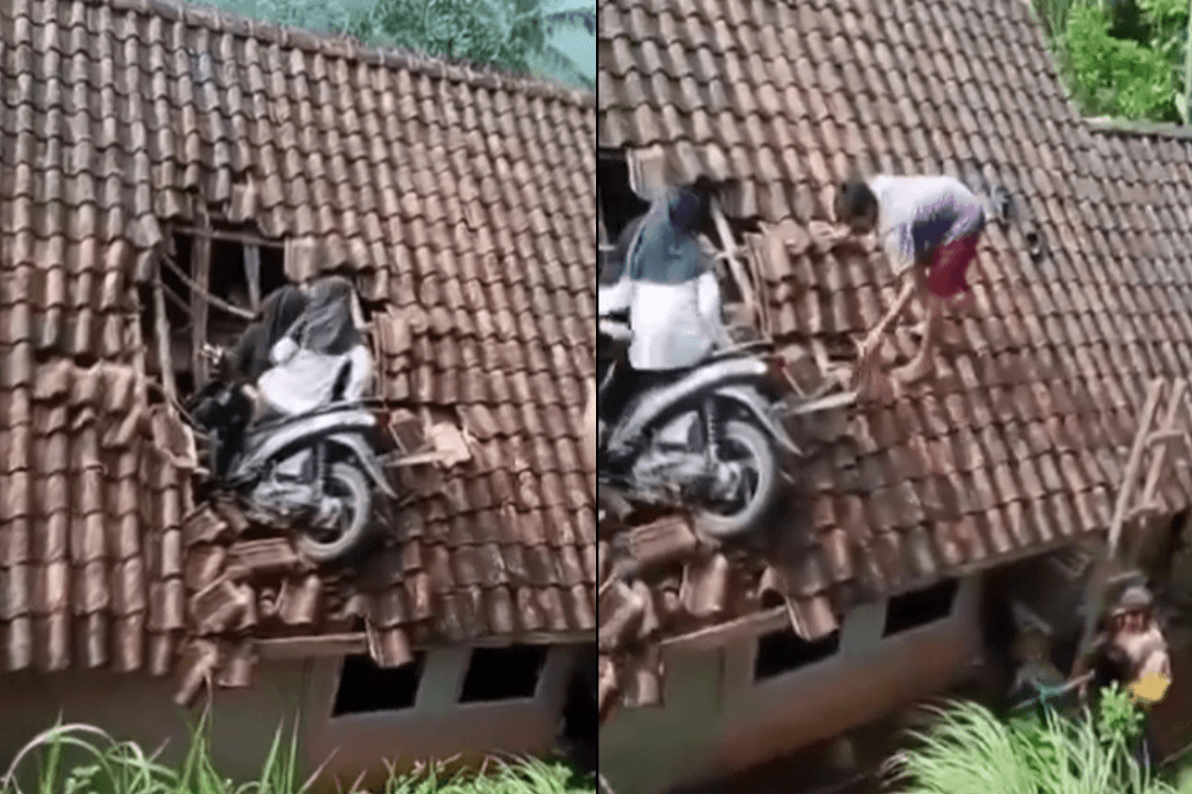 Bike entered the roof