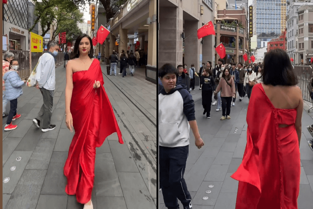 Woman wearing sari in China